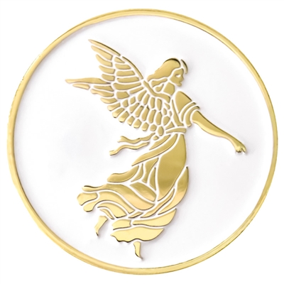 Guiding Angel | Painted Inspiration Medallion | White on gold plate