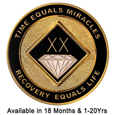 Black and Gold 20 Year Anniversary Recovery Medallion | $14.00