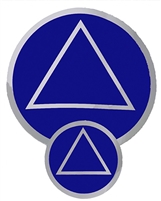 Chrome on a Blue Background - AA Circle-Triangle Logo Sticker - Size - 3" in Diameter