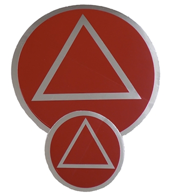 Red-Chrome AA Circle-Triangle Logo Sticker - Small - Measures 1.5" in Diameter