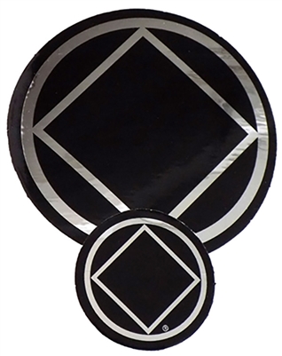 Chrome - Black Diamond within a Circle Logo Sticker - Measurement: 1.5" in Diameter