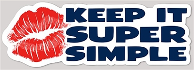 (Lips) KISS - Keep It Super Simple Recovery Sticker - 6" x 2"  Red & Blue on White Sticker