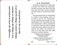 Laminated Bi-Fold Wallet Card - AA Preamble, Twelve Steps, Twelve Traditions, and Serenity Prayer