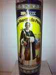 SAINT MARTIN OF PORRES UNSCENTED PURPLE PILLAR CANDLE IN GLASS (SAN MARTIN DE PORRES)