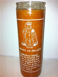 INFANT OF PRAGUE SEVEN DAY CANDLE IN GLASS ( NINO DE PRAGA )