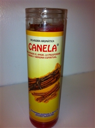 CINNAMON (CANELA) PREPARED SSCENTED PILLAR CANDLE IN GLASS