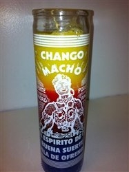 CHANGO MACHO THREE COLOR UNSCENTED PILLAR CANDLE IN GLASS