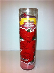 ROSE / ROSES PREPARED SCENTED PILLAR CANDLE IN GLASS (ROSAS)