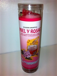 HONEY AND ROSES PREPARED SCENTED CANDLE IN GLASS (MIEL Y ROSAS VELA)
