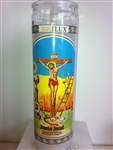 JUST JUDGE (JUSTO jUEZ) WHITE UNSCENTED PILLAR CANDLE IN GLASS