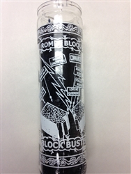 BLOCK BUSTER / BLOCK BREAKER (ROMPE BLOQUE) UNSCENTED BLACK PILLAR CANDLE IN GLASS
