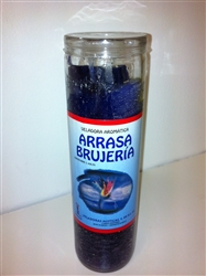 DESTROY WITCHCRAFT (ARRASA BRUJERIA) PREPARED SCENTED PILLAR CANDLE IN GLASS