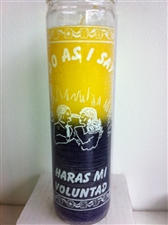 DO AS I SAY 2 COLOR UNSCENTED PILLAR CANDLE IN GLASS (HARAS MI VOLUNTAD)