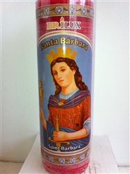 SAINT BARBARA SEVEN DAY UNSCENTED RED CANDLE IN GLASS (SANTA BARBARA)