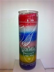 OYA SPIRIT OF THE WIND ORISHA SEVEN DAY SEVEN COLOR CANDLE IN GLASS