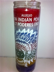 SEVEN INDIAN POWERS SEVEN DAY SEVEN COLOR CANDLE IN GLASS ( LOS 7 PODERES INDIOS CANDLE )