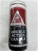 REVERSIBLE / DOUBLE ACTION 14 DAY TWO COLOR (RED OVER BLACK) CANDLE IN GLASS