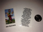 SMALL HOLY PRAYER CARDS FOR SAN PANCRACIO IN SPANISH SET OF 2 WITH FREE U.S. SHIPPING!