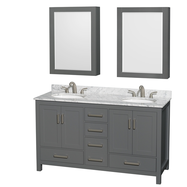 Sheffield 60" Double Bathroom Vanity by Wyndham Collection - Dark Gray