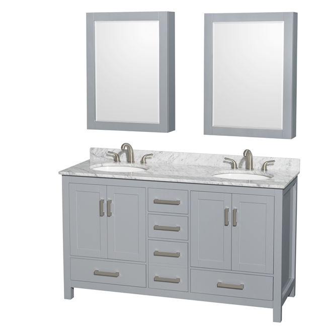 Sheffield 60" Double Bathroom Vanity by Wyndham Collection - Gray