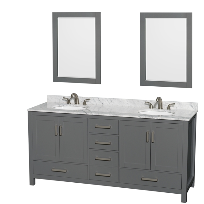 Sheffield 72" Double Bathroom Vanity by Wyndham Collection - Dark Gray