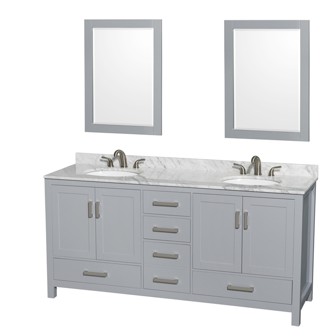 Sheffield 72" Double Bathroom Vanity by Wyndham Collection - Gray