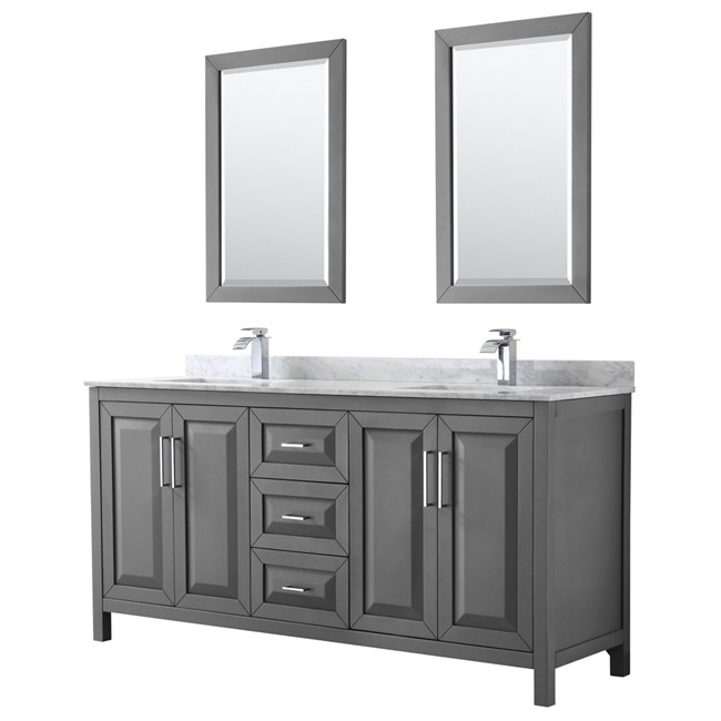 Daria 72" Double Bathroom Vanity by Wyndham Collection - Dark Gray