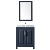 Daria 30" Single Bathroom Vanity in Dark Blue, White Carrara Marble Countertop, Undermount Square Sink