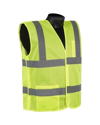 SAFETY VEST, CLASS II LIME 5 PT BREAKAWAY