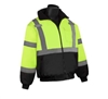 HI VIZ Insulated Bomber Jacket w/ Black Bottom, ANSI Class 3, Lime Green