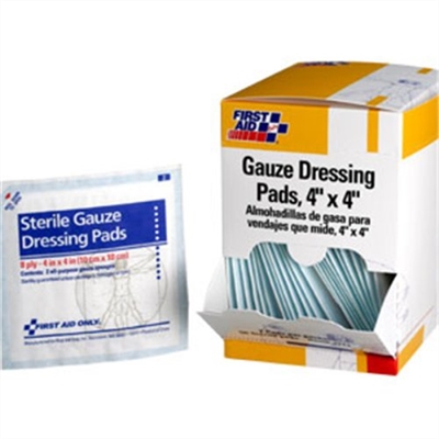 Gauze Pad, 4 inch x 4 inch, 8 ply, 25 packets of 2 pads per box