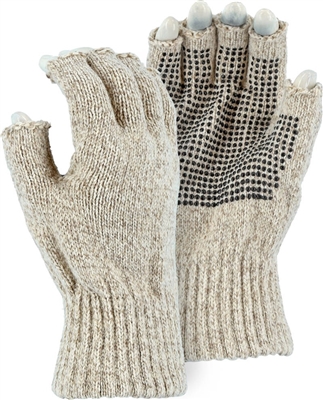 Heavyweight Wool Gloves, PVC Dotted Palm, Fingerless