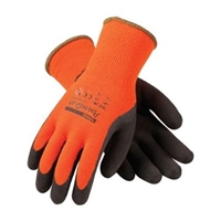 PowerGrab Thermo HI-VIZ Seamless Knit Acrylic Terry Gloves w/ Latex Microfinish Grip