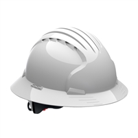 EVOLUTION DELUXE FULL BRIM 6 PT WHITE RATCHET *VENTED* HARD HAT