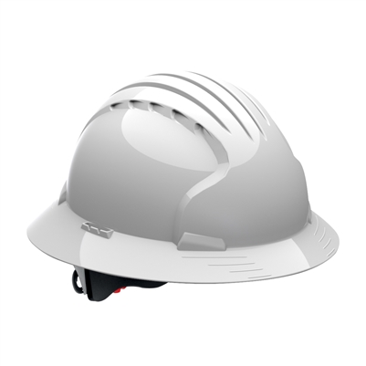 EVOLUTION DELUXE FULL BRIM 6 PT WHITE RATCHET *VENTED* HARD HAT