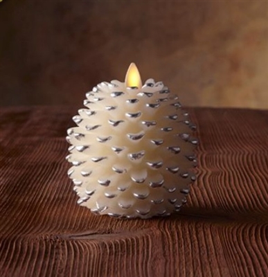 Luminara - Flameless LED Candles - Pine Cone Shape - 3.25-Inch x 4-Inch - Ivory Wax - Remote Ready