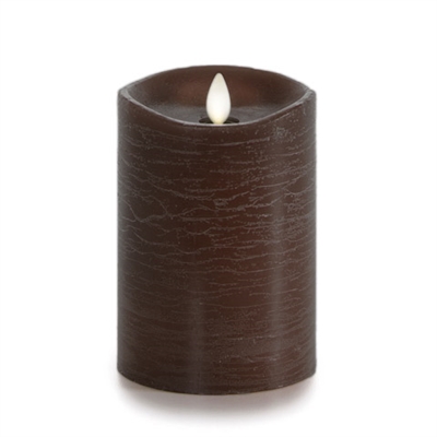 Luminara - Flameless LED Candle - Rustic Finish - Sandalwood Scented Brown Wax - Remote Ready - 3.5" x 5"