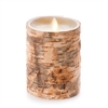 Luminara - Flameless LED Candle - Embedded Birch Bark - Indoor - Unscented Ivory Wax - Remote Ready - 4" x 5"