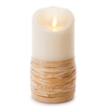 Luminara - Flameless LED Candle - Indoor - Wax - Reed Wrapped - Remote Ready - 3.5" x 7"