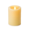 Luminara - Flameless LED Candle - Embossed Yellow Beeswax - Indoor - Unscented Ivory Wax - Remote Ready - 3.5" x 5"