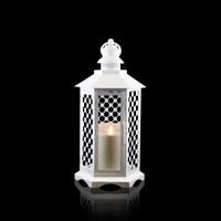 Luminara - Flameless LED Candle Lantern - White Lattice Lantern - 16" Tall - Remote Ready