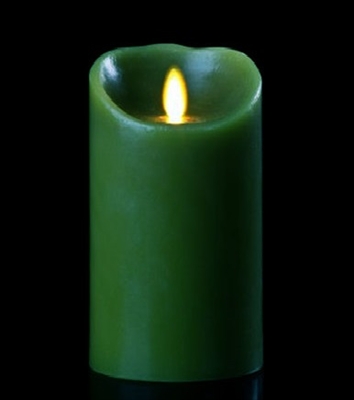 Luminara - Flameless LED Candle - Indoor - Wax - Forest Green - Remote Ready - 3.5" x 7"