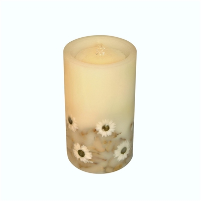 AquaFlame - Flameless LED Candle Fountain - Indoor - Wax - Embedded Sunflowers - 5" x 8.5"