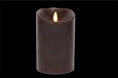 Torchier Moving Flame - Flameless LED Candle - Indoor - Wax - Dark Brown - Sandalewood Scent - Remote Ready - 3.5" x 5"