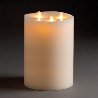 LightLi By Liown - Tri-Flame Moving Flame - Flameless LED Candle - Indoor - Unscented Ivory Wax - Remote Ready - 6" x 10"