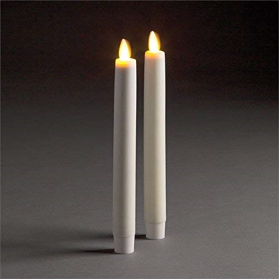 LightLi by Liown - Moving Flame - Flameless LED Taper Candles (Pair) - Indoor - Unscented Ivory Wax - Remote Ready - 1" x 8.5"