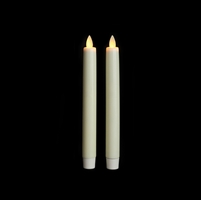 Liown Moving Flame - Flameless LED Taper Candles (Pair) - Indoor - Unscented Ivory Wax - 7/8" x 8" - Remote Ready
