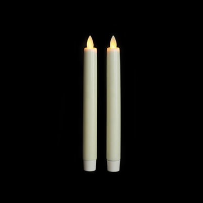 Liown Moving Flame - Flameless LED Taper Candles (Pair) - Indoor - Unscented Ivory Wax - 7/8" x 8" - Remote Ready