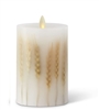 Luminara - Real Flame Effect Pillar Candle - Embedded Wheat Stalks - 3.25-Inches x 5.5-Inches - Unscented White Wax - Indoor - Remote Ready