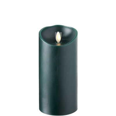Liown - Moving Flame - Flameless LED Candle - Indoor - Forest Green Wax - Pine Scented - Remote Ready - 3.5" x 7"